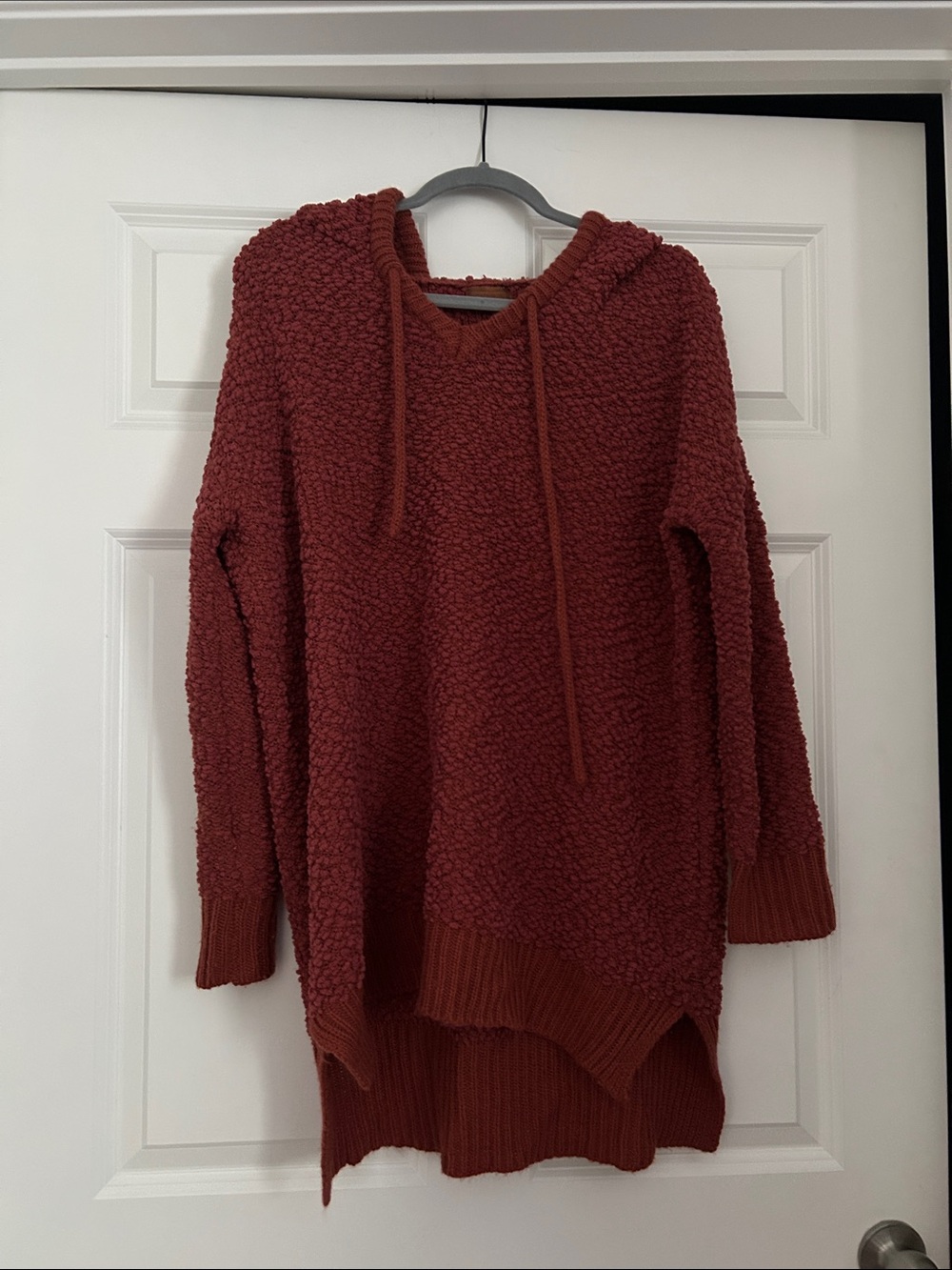 POL Rust Red Bouclé Hoodie Sweater